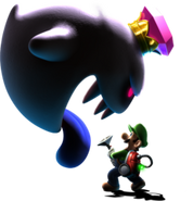 Artwork del Rey Boo y Luigi en Luigi's Mansion Dark Moon