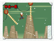 Mario jumping across rope swings.