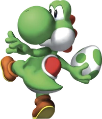 Super Mario 64 DS artwork of Yoshi about to use Egg Throw