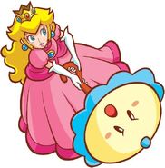 Artwork de Peach atacando con Brillita en Super Princess Peach