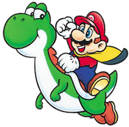 Mario Cape et Yoshi - SMW (illustration)