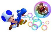 Toad azul y bebé yoshi azul