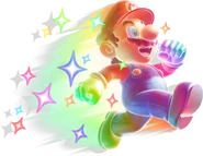 Invincible Mario with a drop shadow behind him