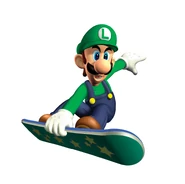 Luigi auf Snowboard