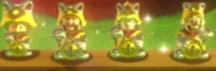 Mario, Luigi, Blauer Toad & Peach in der Goldstatuen-Form