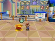 Mario and Bow arrive inside the Toy Box.