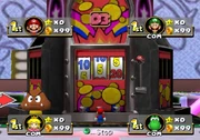 Mario playing the slot machine to gain Coins.