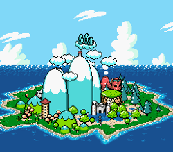 Yoshi's Island, as it appears in Super Mario World 2: Yoshi's Island