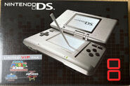 European "Limited VIP Pak" bundle of an original Nintendo DS with Super Mario 64 DS, a demo of WarioWare: Touched!, and Metroid Prime Hunters: First Hunt