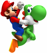 Mario on Yoshi.