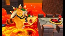 faux Bowser tombant dans la lave dans 
