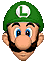 Sprite of Luigi's head from the poster in the Wanted! minigame (also reused in New Super Mario Bros.)