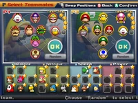 Selecting characters for Exhibition Mode.