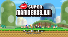 The title screen of New Super Mario Bros. Wii