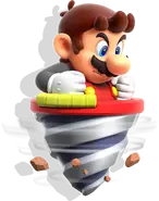 Drill Mario with a drop shadow behind him