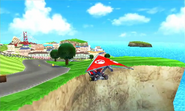 Mario gliding through Wuhu Loop.