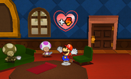 Mario receives a Hp-Up Heart from the Mansion Steward.