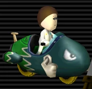 A Female Mii's Bullet Bike has a dark teal complexion with a green rear.