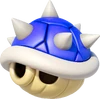 Two different variations of the Spiny Shell. The one on the left features its winged form as seen in Mario Kart Wii, while the one on the right is its wingless form as seen in Mario Kart 8.