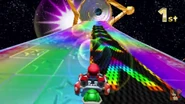 Mario about to eneter the spinning tunnel.
