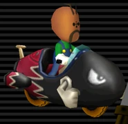 A Male Mii's Bullet Bike has the standard black complexion, like Dry Bones', but with a burgundy rear.