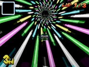 Luigi driving his Standard LG on an older version of Waluigi Pinball.