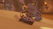 Metal Mario racing at Bone-Dry Dunes on his Jet Bike.