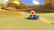 Toad-GBACheeseLand-MK8.jpg (76 KB) Toad racing in the track.