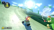 Making the last turn before entering the second lap.