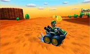 Luigi racing on the track.
