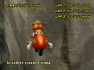 A Time Trial performed by Baby Daisy in the Bullet Bike. Not bad time either, but why is she falling off a cliff?