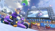 Waluigi in The Duke, at the bottom of Mount Wario.