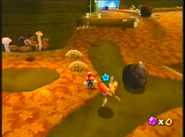 Mario near a Pile of Leaves from Super Mario Galaxy.
