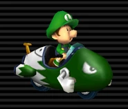 Baby Luigi's Bullet Bike has a green complexion with a white rear.