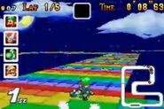 Luigi on SNES Rainbow Road.