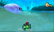 Shy Guy racing in the underwater section.
