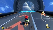 About to blast off in the cannon.