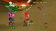 King Boo and Birdo working together to dodge the moving Piranhas.