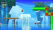 Mario jumps on a Waterspout at Waterspout Beach. Hope springs eternal!