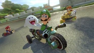 Luigi in the Tri-Speeder.