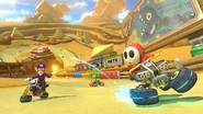 MK8-DLC-Course-GBA CheeseLand01.jpg (842 KB) Shy Guy, Waluigi, and Wario racing in the track.
