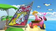 Peach gliding in Mario Kart Tour.
