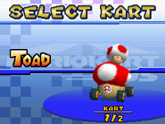 Toad in his Mushmellow in Mario Kart DS.