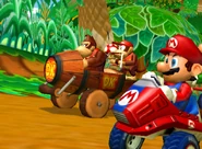 DK, Diddy, Mario, and Luigi racing together.