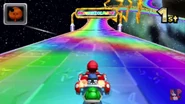 Mario about to cross the finish line.