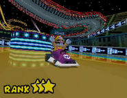 Wario completing mission 3-1 with a triple star ranking.