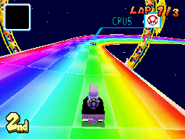 MKDS Dry Bones Rainbow Road.png (19 KB) Dry Bones in his Dry Bomber, racing with Toad.
