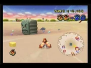 This Mega Thwomp has created a devastating ripple effect on the flowing sands,  does his best to overcome the waves of sand and keep his .