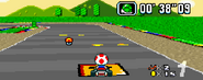 Toad racing in Super Mario Kart.