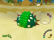 The Big Piranha Plant lives inside the quicksand pit.